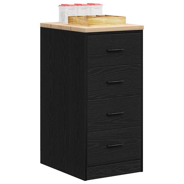 vidaXL Garage Storage Cabinet Black 40x51x85 cm Solid Wood Pine