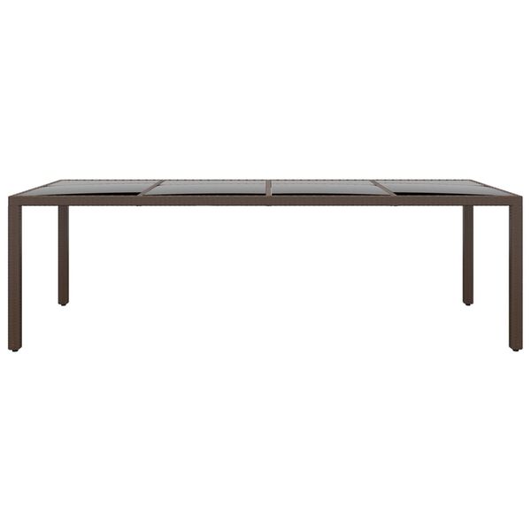 vidaXL Garden Table with Glass Top Brown Poly Rattan