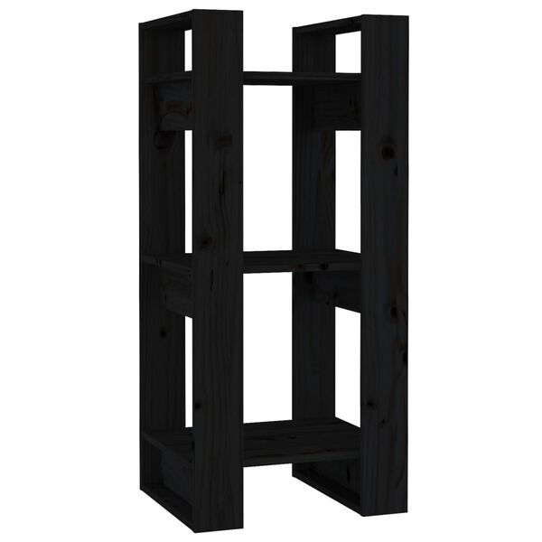 vidaXL Book Cabinet/Room Divider Black 41x35x91 cm Solid Wood Pine