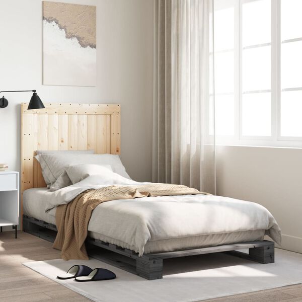 vidaXL Bed Frame without Mattress Grey 90x200 cm Solid Wood Pine