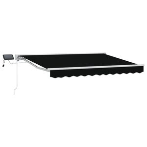 vidaXL Manual Awning Frame with LEDs Black and White 3 x 2.5 m
