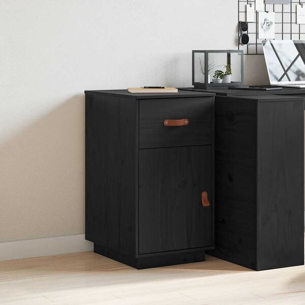 vidaXL Desk Cabinet Black 40x50x75 cm Solid Wood Pine