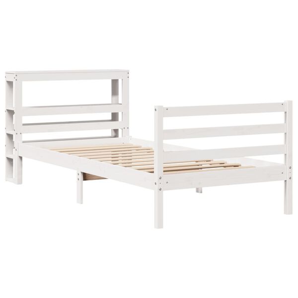 vidaXL Bed Frame without Mattress White 75x190 cm Small Single Solid Wood Pine