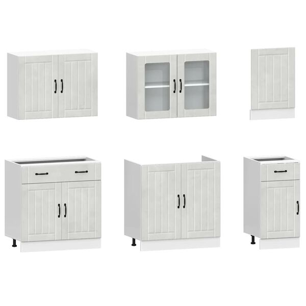vidaXL 7 Piece Kitchen Cabinet Set Lucca Concrete Grey Engineered Wood