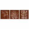 vidaXL Garden Wall Decorations 3 pcs 55x55 cm Corten Steel Grass Design