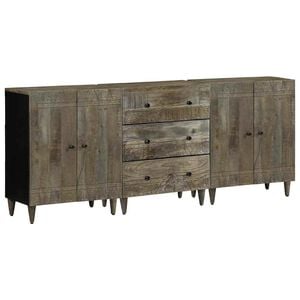 vidaXL 3 Piece Sideboards Light Grey 60x33,5x75 cm Solid Wood Mango
