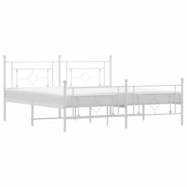 vidaXL Metal Bed Frame without Mattress with Footboard White 183x213cm