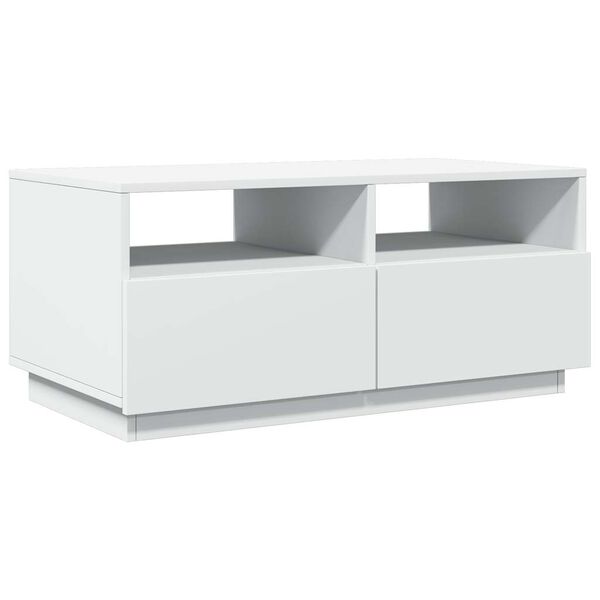 vidaXL Coffee Table with LED Lights White 90x49x40 cm