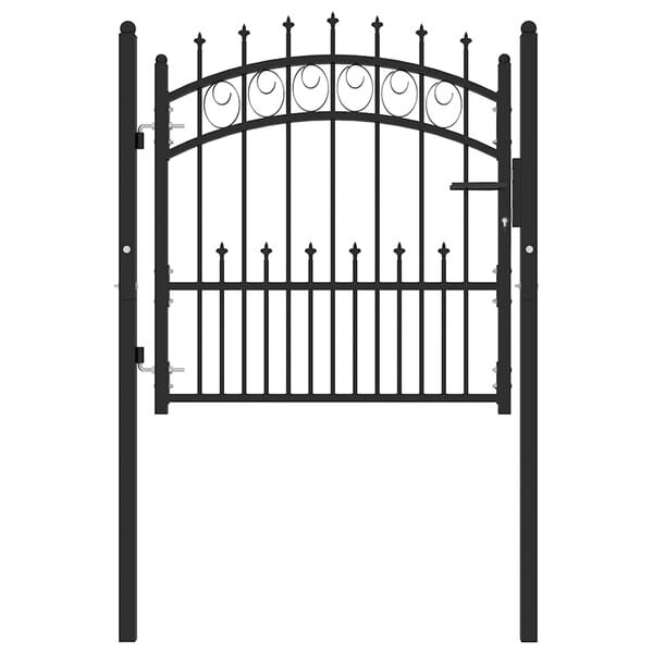 vidaXL Fence Gate Emmen with Spikes Steel 104x87 cm Black