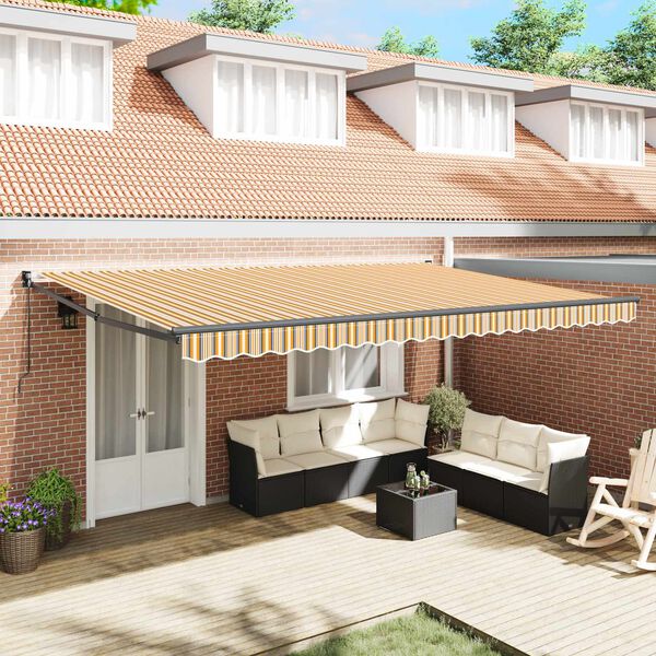 vidaXL Retractable Awning Manual Multicolour 500 x 300 cm
