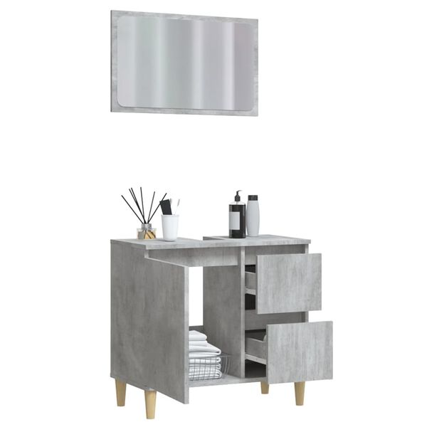 vidaXL 2 Piece Bathroom Furniture Set Concrete Grey Engineered Wood