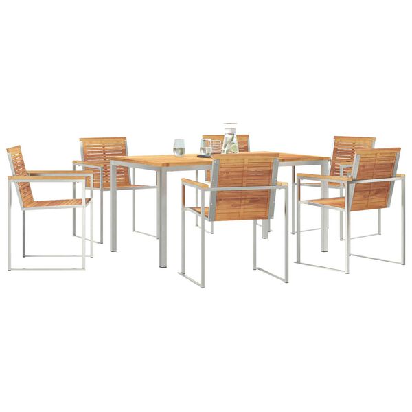 vidaXL Garden Dining Set 7 pcs Brown Solid Teak Wood