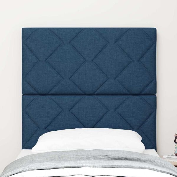 vidaXL Headboard with LED Strip Lights Adjustable Blue 80 cm Fabric