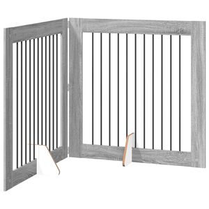 vidaXL Foldable Dog Gate with Stands 2 pcs Grey Sonoma 200.5 cm
