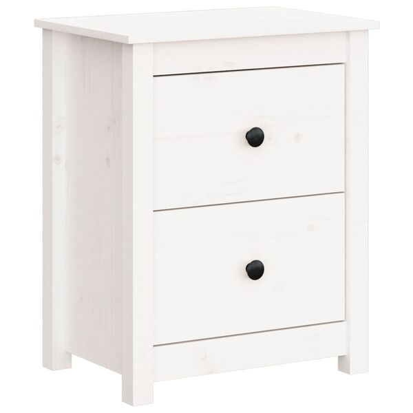 vidaXL Bedside Cabinet White 50x35x61.5 cm Solid Wood Pine