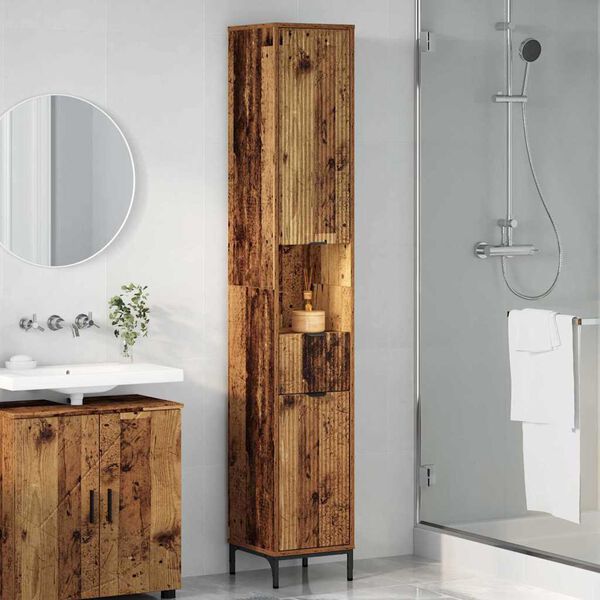 vidaXL Bathroom Cabinet with Drawer Old Wood 31.5 x 33 x 190 cm