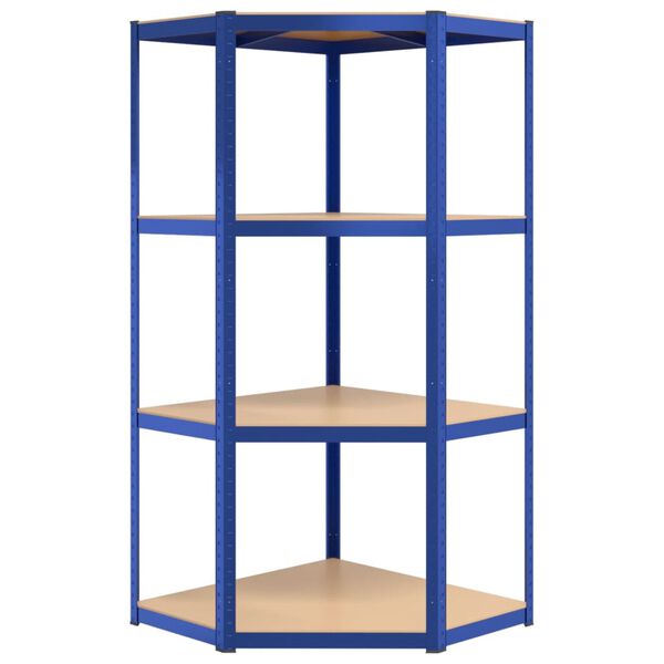 vidaXL 4-Layer Corner Shelf Blue Steel&Engineered Wood