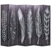 vidaXL Folding Room Divider 228x170 cm Feathers Black and White