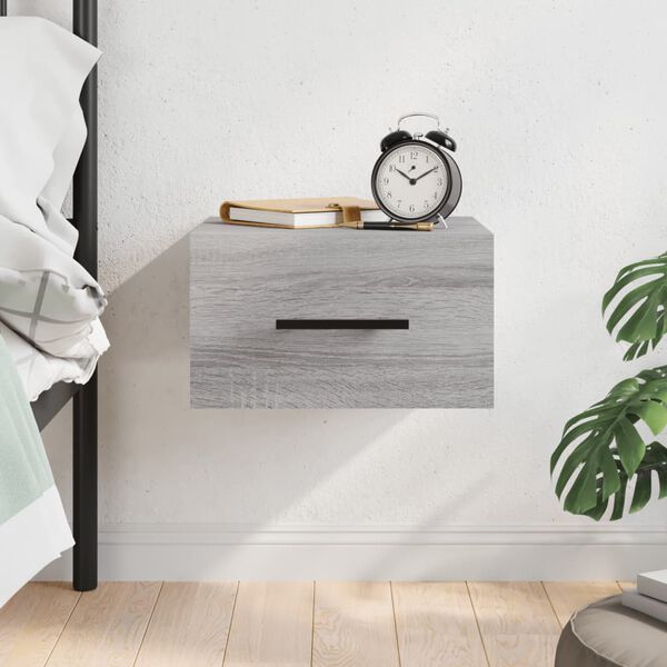 vidaXL Wall-mounted Bedside Cabinet Grey Sonoma 35x35x20 cm