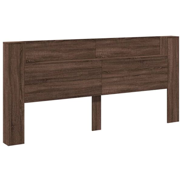 vidaXL Headboard Cabinet with LED Brown Oak 220x16.5x103.5 cm