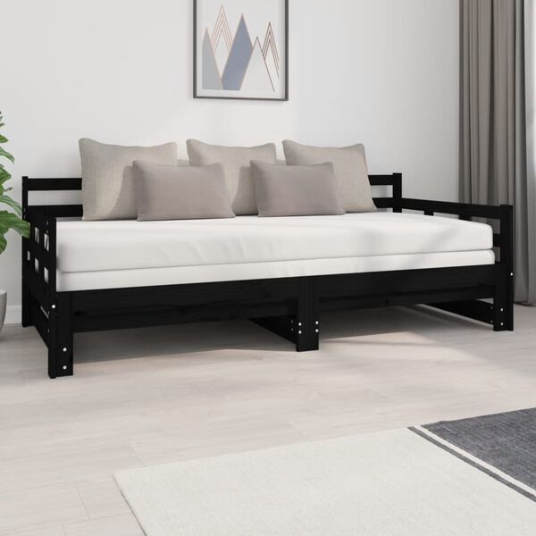 vidaXL Pull-out Day Bed without Mattress Black 2x(90x200) cm