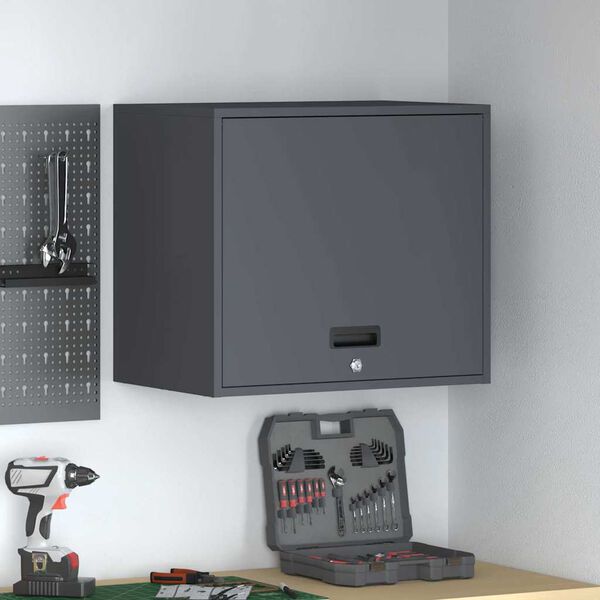 vidaXL Wall Cabinet for Garage with Gas-lift Door Anthracite