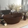 vidaXL Luxury Basin Overflow Oval Matt Dark Brown 58.5x39 cm Ceramic