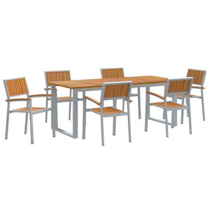 vidaXL Garden Dining Set 7 pcs Grey Solid Acacia Wood