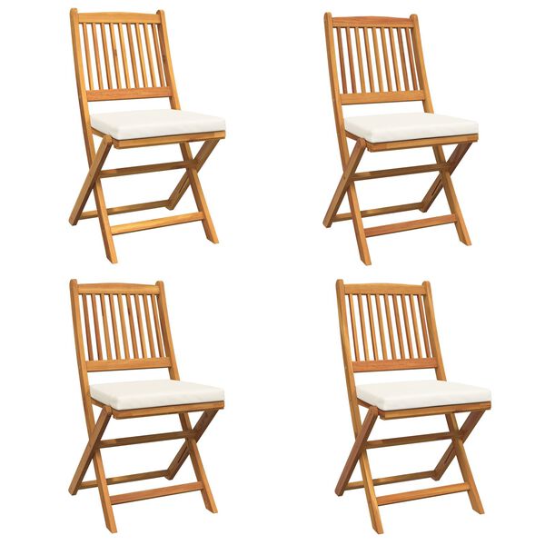 vidaXL Folding Chair 4 pcs White 49 x 57.5 x 92cm Solid Acacia wood