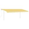 vidaXL Manual Retractable Awning with Posts 5x3 m Yellow and White