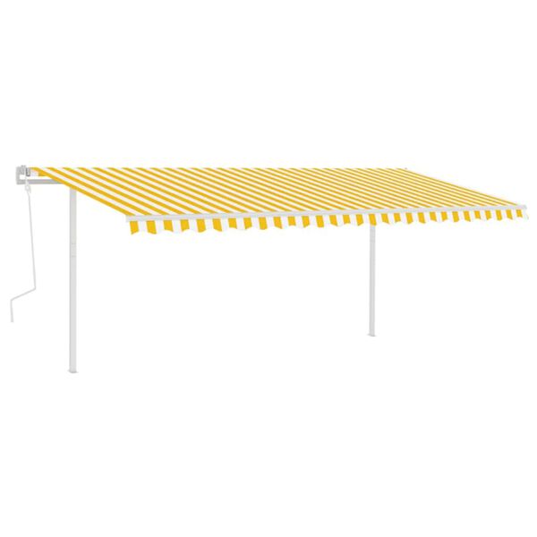 vidaXL Manual Retractable Awning with Posts 5x3 m Yellow and White