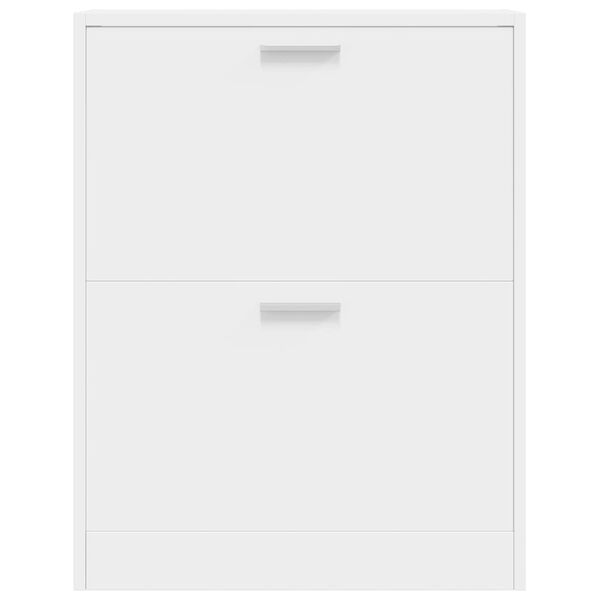 vidaXL White Wooden Shoe Cabinet with 2 Compartments
