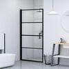 vidaXL Shower Door 100x178 cm Half Frosted Tempered Glass Black