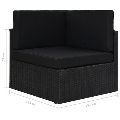 vidaXL 8 Piece Garden Lounge Set with Cushions Black Poly Rattan