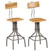 vidaXL Bar Chair | Set of 2 | Teak and Steel Grey