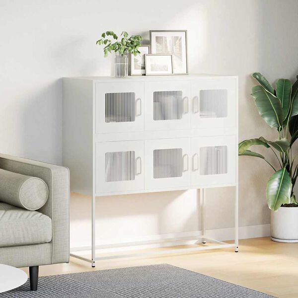 vidaXL Sideboard White 100.5x39x107 cm Cold-rolled Steel