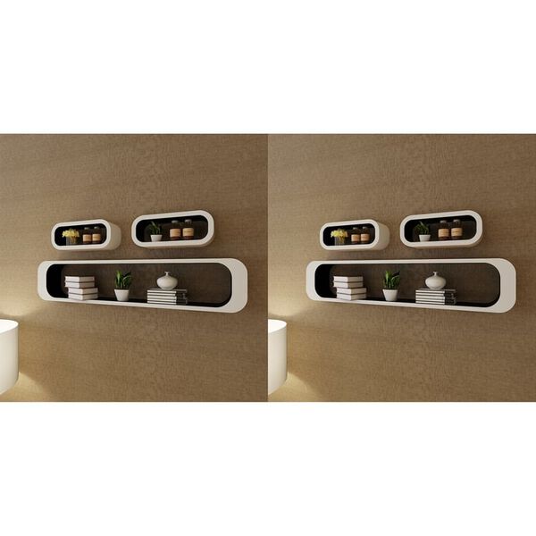 vidaXL Wall Cube Shelves 6 pcs Black and White