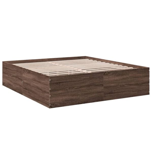 vidaXL Bed Frame without Mattress Brown Oak 180x200 cm Super King