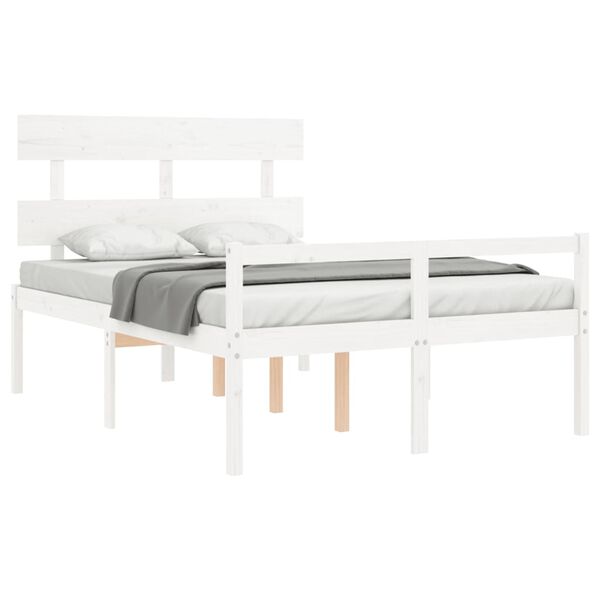 vidaXL Senior Bed without Mattress White Small Double Solid Wood