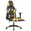 vidaXL Massage Gaming Chair with Footrest Black&Gold Faux Leather