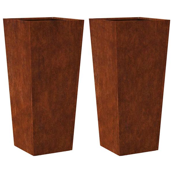 vidaXL Garden Planters 2 pcs 35x35x75 cm Weathering Steel