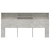 vidaXL Headboard Cabinet Concrete Grey 200x19x103.5 cm