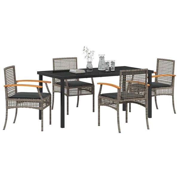 vidaXL Garden Dining Set 5 pcs Grey Poly Rattan