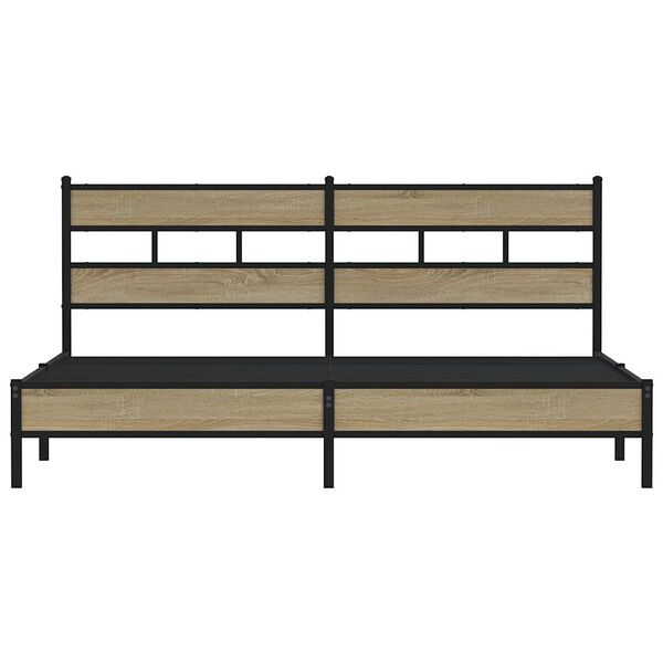 vidaXL Metal Bed Frame without Mattress Sonoma Oak 200x200 cm