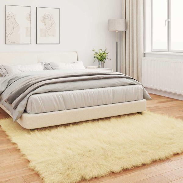 vidaXL Faux Sheepskin Rug Tafalla Cream 200 x 200 cm Polyester