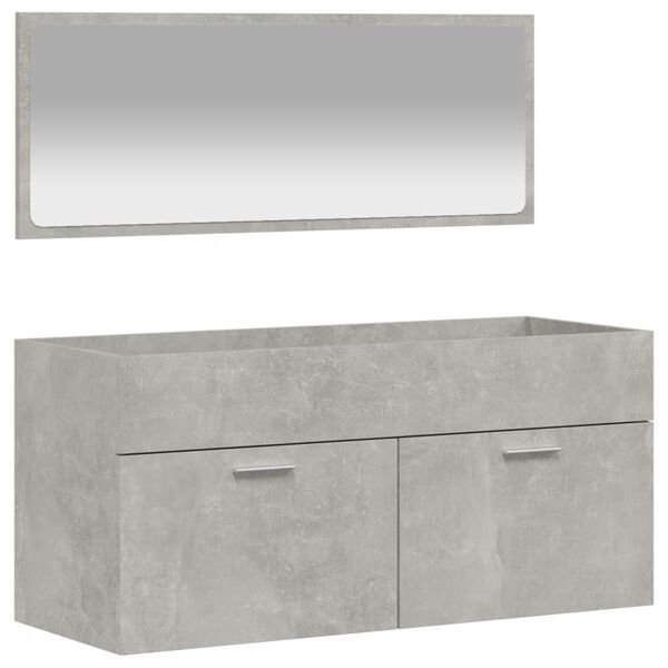 vidaXL Bathroom Cabinet with Mirror Concrete Grey Engineered Wood