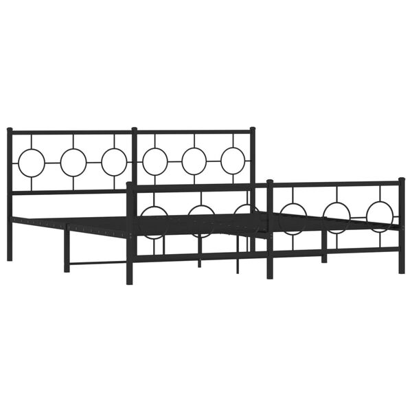 vidaXL Metal Bed Frame without Mattress with Footboard Black 180x200cm