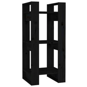 vidaXL Book Cabinet/Room Divider Black 41x35x91 cm Solid Wood Pine