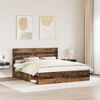 vidaXL Bed Frame with Headboard Old Wood 200 x 200 cm Solid Pine Wood