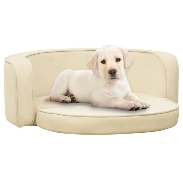 vidaXL Foldable Dog Sofa Cream 73x67x26 cm Plush Washable Cushion
